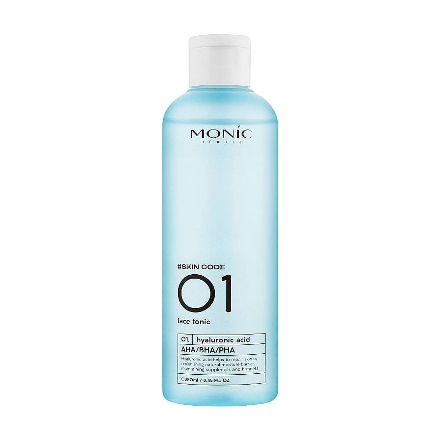 Тонік для обличчя Monic Beauty Skin Code 01 Hyaluronic Acid AHA/BHA/PHA Face Tonic з гіалуроновою кислотою, 250 мл